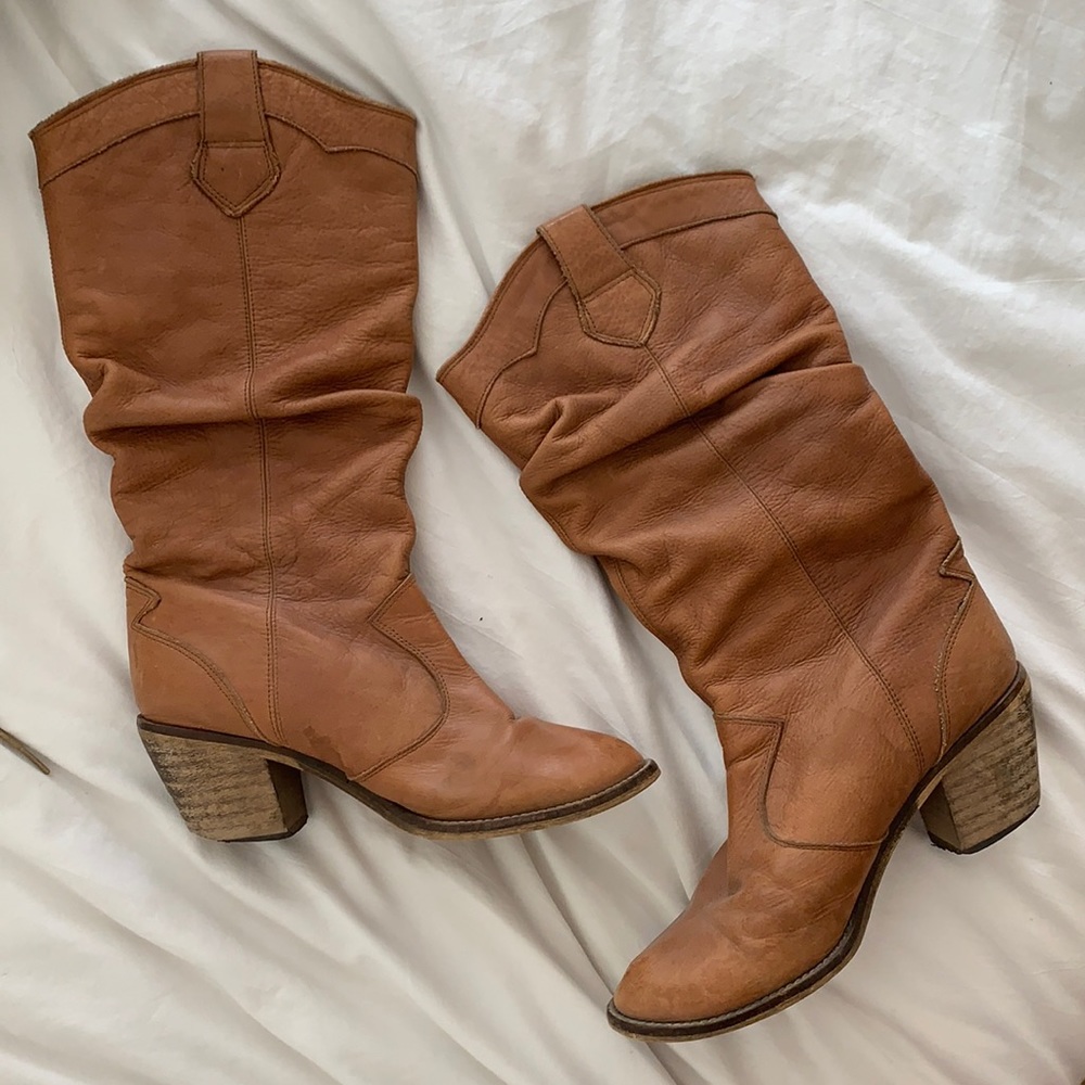 🤎Cognac western slouchy boots